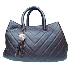 Furla Quilted Dark Brown Leather Tote Bag